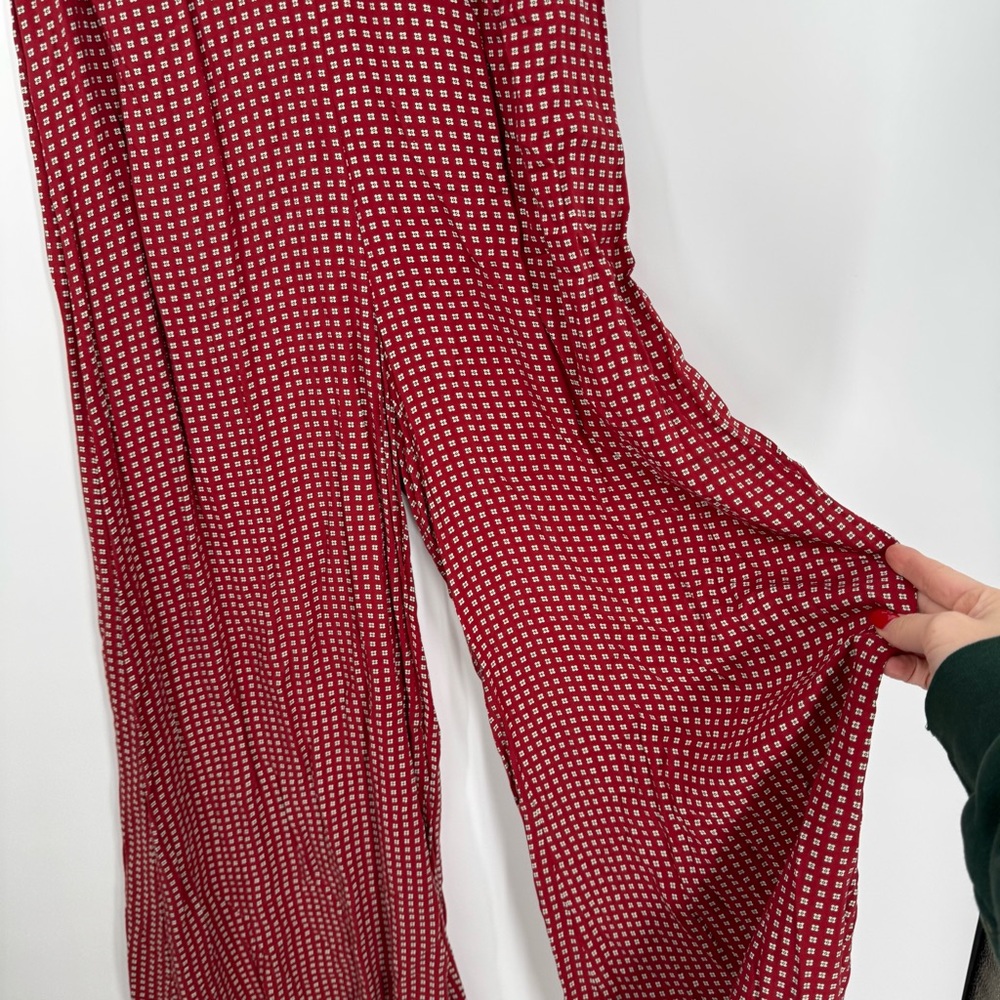 Anthropologie Red Printed Halter Wide-Leg Jumpsuit - Picture 5 of 13